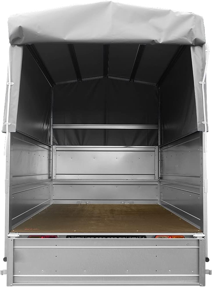 UNITRAILER PKW Anhänger 750 kg – Silber | Hochplane, Bordwände, V-Deichsel, Siebdruckboden & AL-KO/Knott Achse - RAHFY