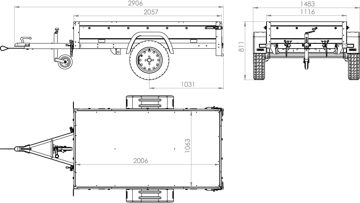 UNITRAILER Garden Trailer 200 KIPP 750 kg – Gitteraufsatz, Hochplane Grau, Kippbare Deichsel & Verstärkte Stahlstruktur - RAHFY
