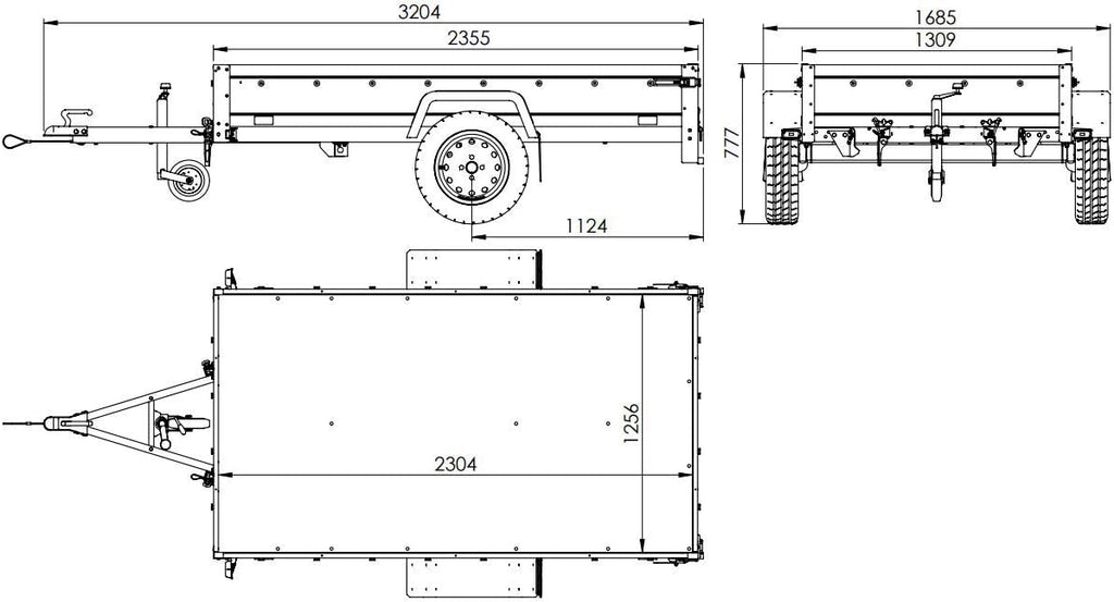 UNITRAILER Klappanhänger 750 kg – Silber | Robuster Stahlanhänger mit Bordwänden, Kippmechanismus & Plane - RAHFY