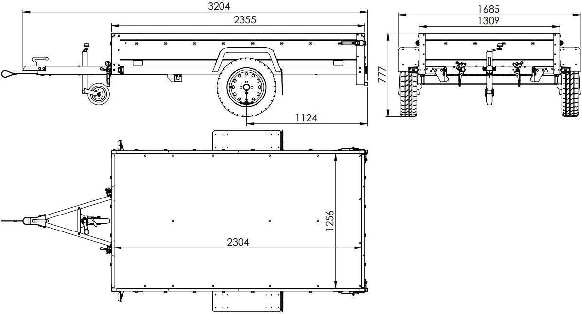UNITRAILER Klappanhänger 750 kg – Silber | Robuster Stahlanhänger mit Bordwänden, Kippmechanismus & Plane - RAHFY