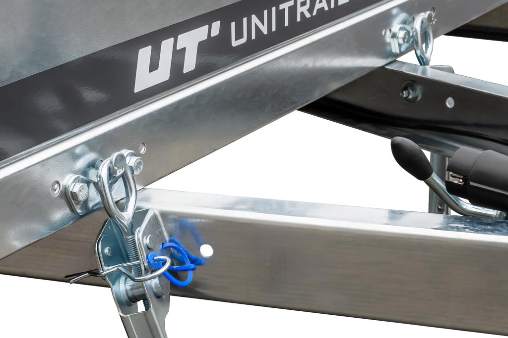 UNITRAILER Klappanhänger 750 kg – Silber | Robuster Stahlanhänger mit Bordwänden, Kippmechanismus & Plane - RAHFY