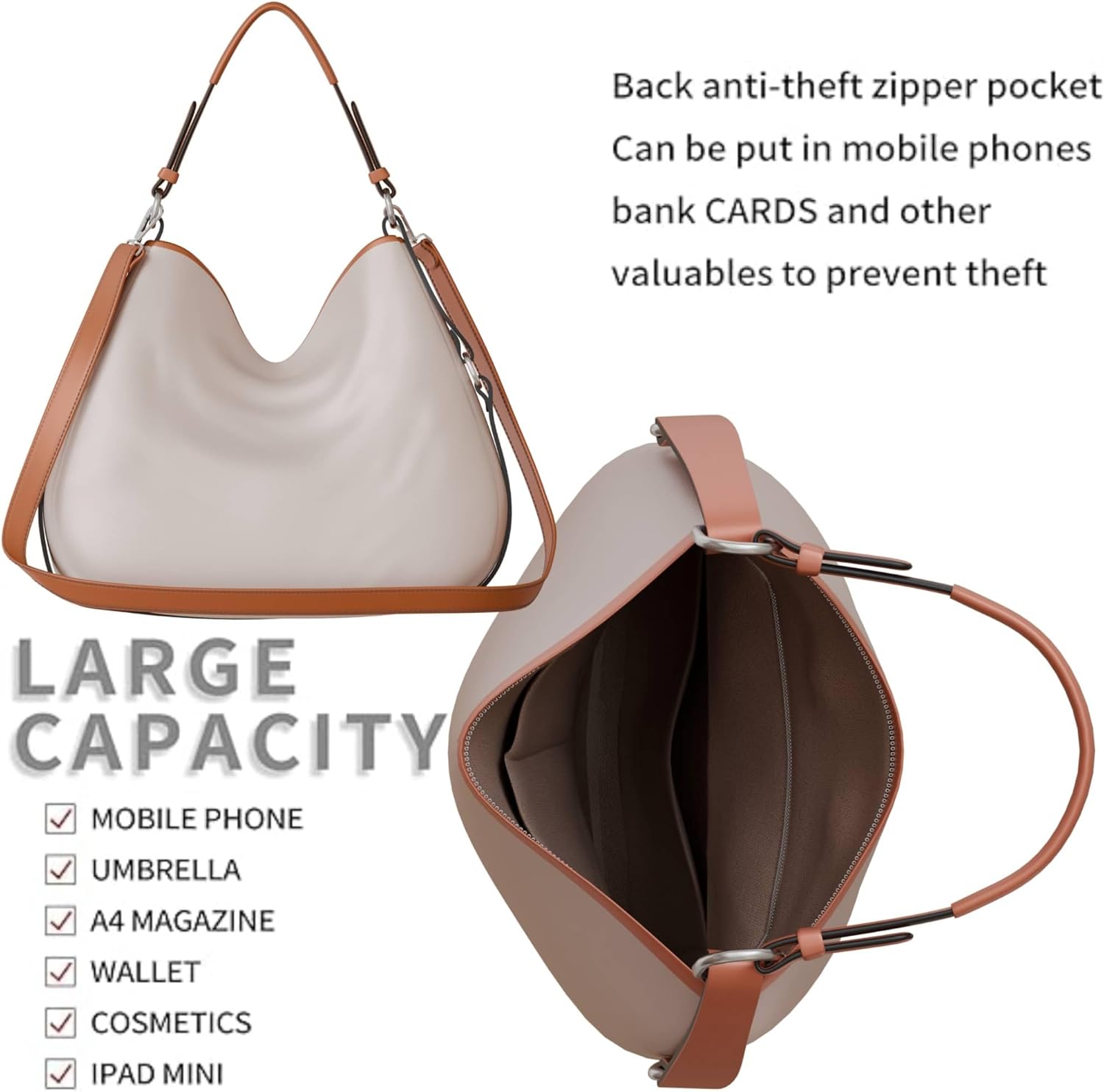 Octistart Hobo Handtasche – Elegante Damen Schultertasche aus Veganleder - RAHFY